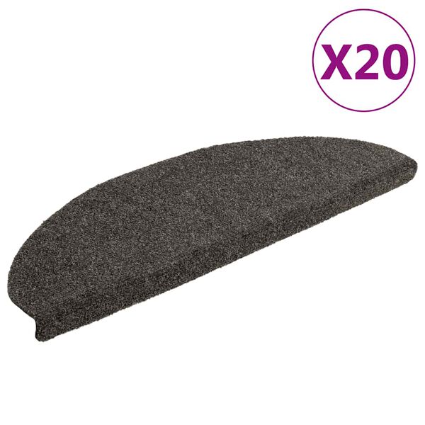 vidaXL Trappematter selvklebende 20 stk 65x21x4 cm antrasitt halvrund store