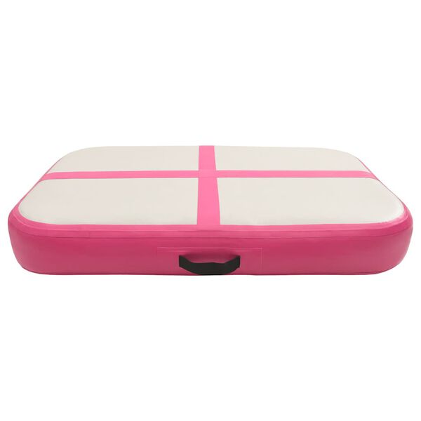 vidaXL Oppbl&aring;sbar gymnastikkmatte med pumpe 60x100x15 cm PVC rosa