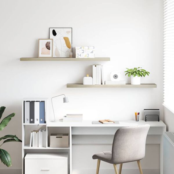 vidaXL Flytende vegghyller 2 stk eik 120x23,5x3,8 cm MDF