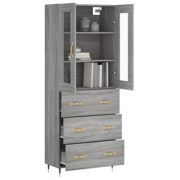 vidaXL Highboard gr&aring; sonoma 69,5x34x180 cm konstruert tre