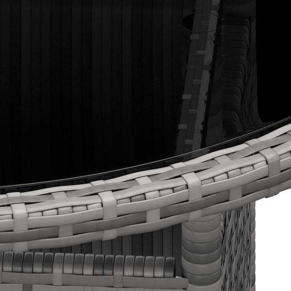 vidaXL Hagebord Ø80x75 cm herdet glass og polyrotting grå