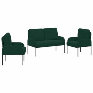 vidaXL Sofasett med pute 3 pcs M&oslash;rkegr&oslash;nn 115 x 56 x 80 cm Kryssfin&eacute;r