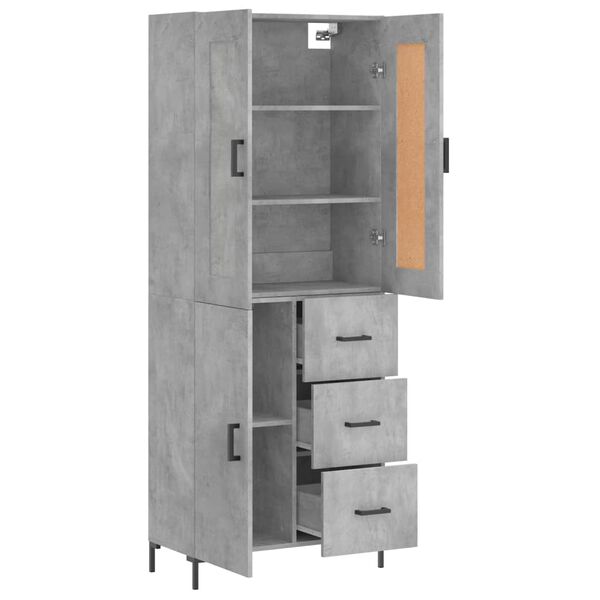 vidaXL Highboard betonggr&aring; 69,5x34x180 cm konstruert tre
