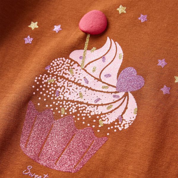 T-skjorte for barn med lange ermer konjakk 128