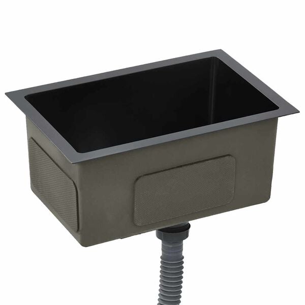 vidaXL Håndlaget kjøkkenvask svart rustfritt stål