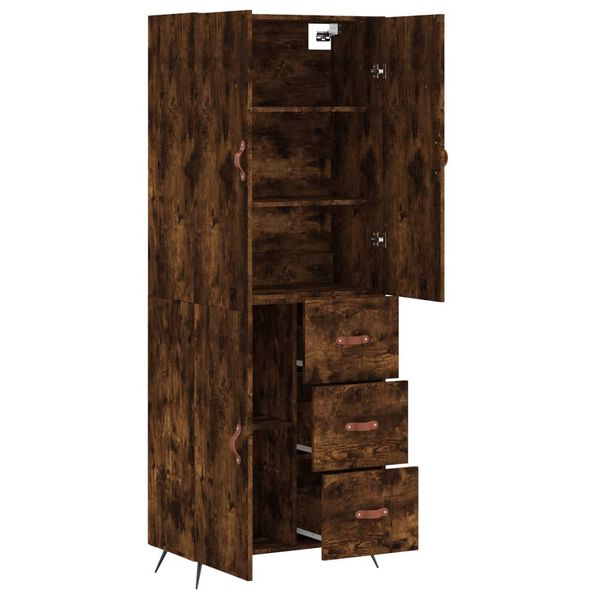 vidaXL Highboard r&oslash;kt eik 69,5x34x180 cm konstruert tre