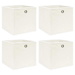 vidaXL Oppbevaringsbokser 4 stk hvit 32x32x32 cm stoff