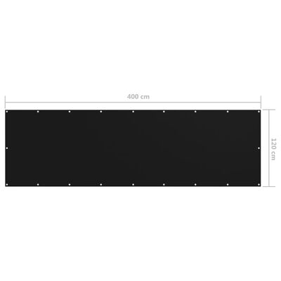 vidaXL Balkongskjerm svart 120x400 cm oxfordstoff