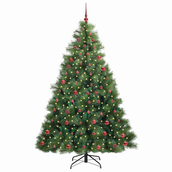 vidaXL Kunstig juletre med 300 LED med stativ gr&oslash;nn 210 cm PE og PVC