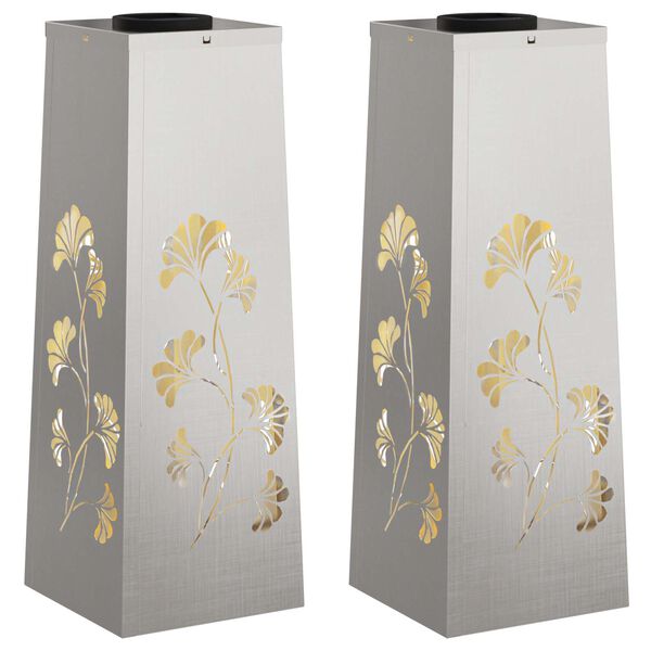 vidaXL Solenergi LED stibelys 2 pcs Rustfritt St&aring;l Rustfritt St&aring;l