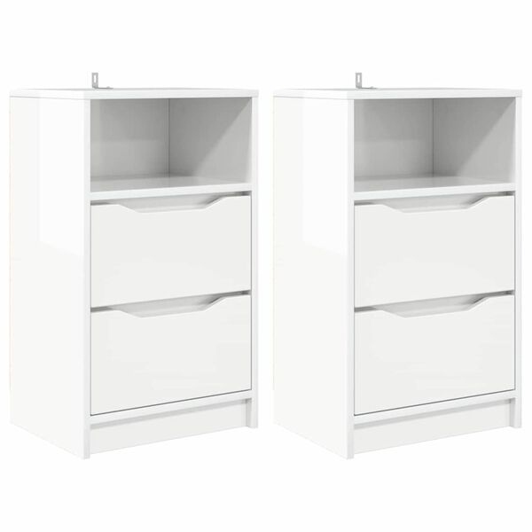vidaXL Nattbord 2 pcs H&oslash;yglanset hvit 40 x 30 x 467 cm Konstruert tre