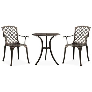 vidaXL Bistrosett 3 deler st&oslash;pt aluminium bronse