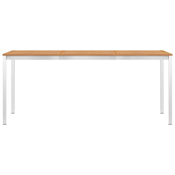 vidaXL Spisestue til hage 7 deler heltre teak og rustfritt st&aring;l