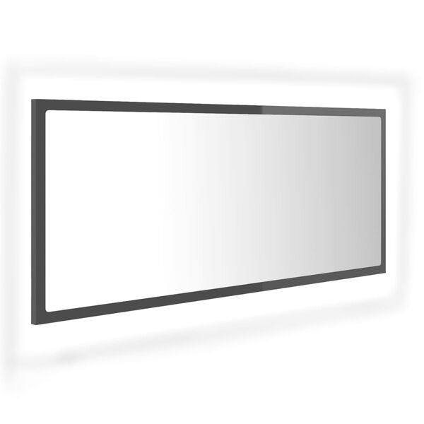 vidaXL LED-badespeil høyglans grå 100x8,5x37 cm akryl