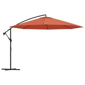 vidaXL Hengende hageparasoll med aluminiumsstang 350 cm terrakotta