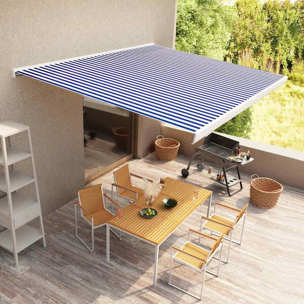 vidaXL Motorisert kassettmarkise 400x300 cm bl&aring; og hvit