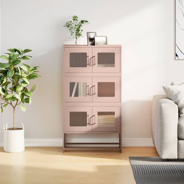 vidaXL Highboard rosa 68x39x123 cm stål