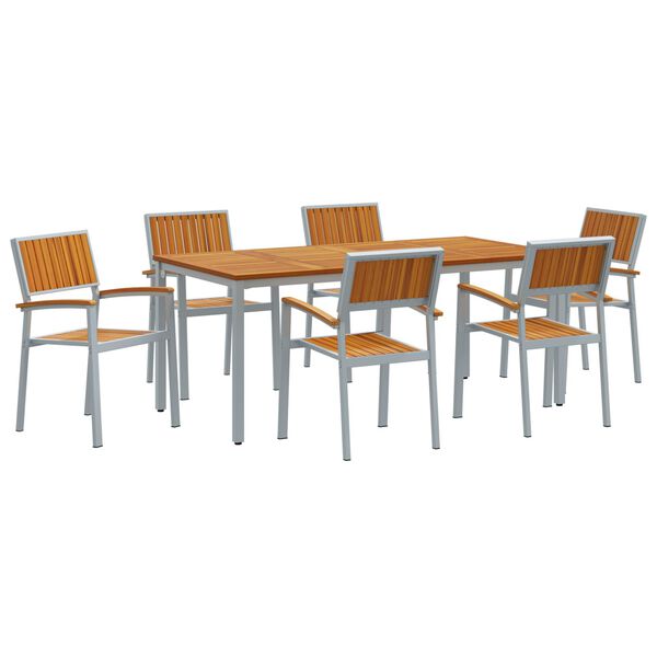 vidaXL Hage Spisegruppe 7 pcs Grå Solid akasietre