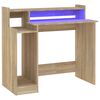 vidaXL Skrivebord med LED-lys sonoma eik 97x45x90 cm konstruert tre