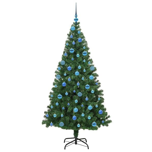 vidaXL Kunstig juletre med 300 LED grønn 180 cm PVC og Stål og Plast