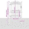 vidaXL Gjerdeport med spisser Gr&aring; 170 x 100 cm Pulverlakkert st&aring;l