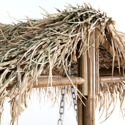 vidaXL Huskebenk med palmeblader 2 seter bambus 202 cm