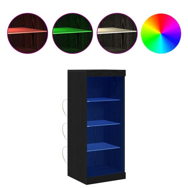 vidaXL LED sideboard Svart Eik 41 x 37 x 100 cm Konstruert tre