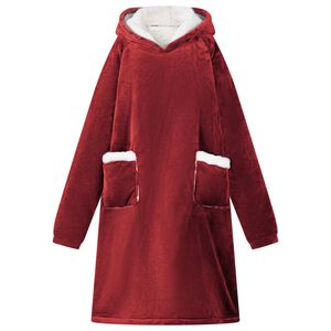 vidaXL Teppe-hettegenser Bordeaux R&oslash;d L Fleece og Flanell