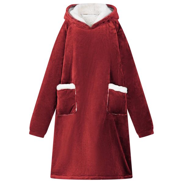 vidaXL Teppe-hettegenser Bordeaux R&oslash;d m Fleece og Flanell