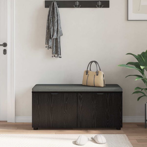 vidaXL Gangbenk med pute med lagring Svart Eik 100 x 38 x 46 cm