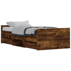 vidaXL Sengeramme med hode- og fotgavl r&oslash;kt eik 90x200 cm