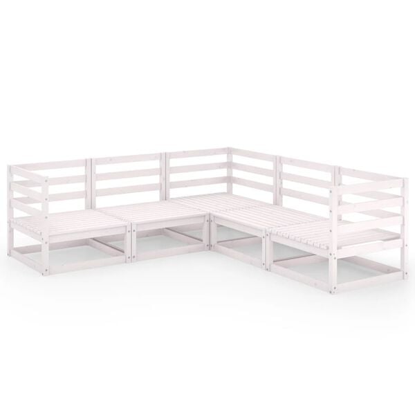 vidaXL Hagesofagruppe 5 deler hvit heltre furu