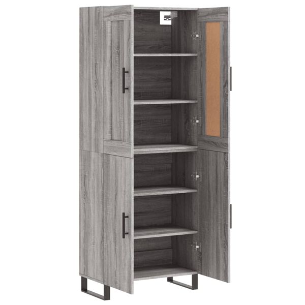 vidaXL Highboard grå sonoma 69,5x34x180 cm konstruert tre