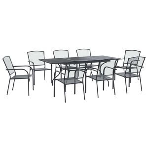 vidaXL Hage Spisegruppe 9 pcs Antrasitt 212 x 90 x 76 cm Mesh og St&aring;l