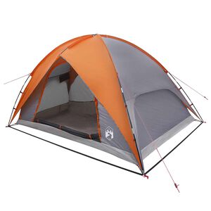 vidaXL Camping Telt med Regntrekk Vanntett 4-personers Gr&aring; og Oransje