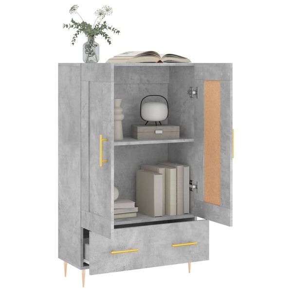 vidaXL Highboard betonggr&aring; 69,5x31x115 cm konstruert tre