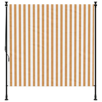 vidaXL Utendørs rullegardin oransje og hvit 150x270 cm stoff og stål
