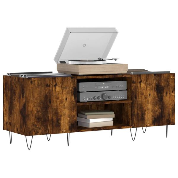 vidaXL Hifi-benk røkt eik 121x38x48 cm konstruert tre