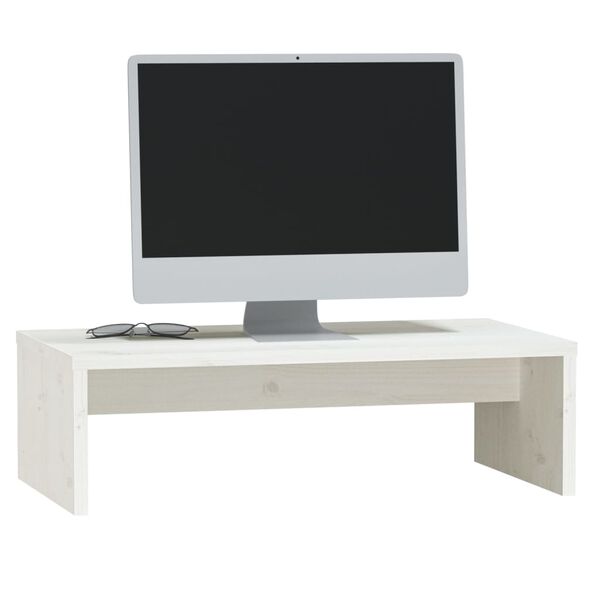 vidaXL Monitorstativ hvit 50x27x15 cm heltre furu