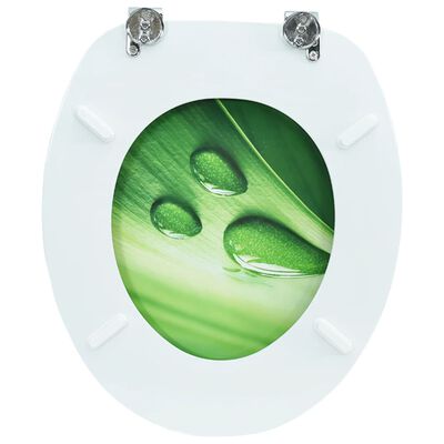 vidaXL WC Toalettsete med lokk MDF grønn vanndråpedesign