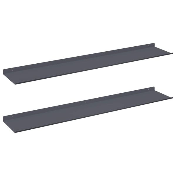 vidaXL Flytende hylle 2 pcs Antrasitt 100 x 18 x 2,5 cm St&aring;l