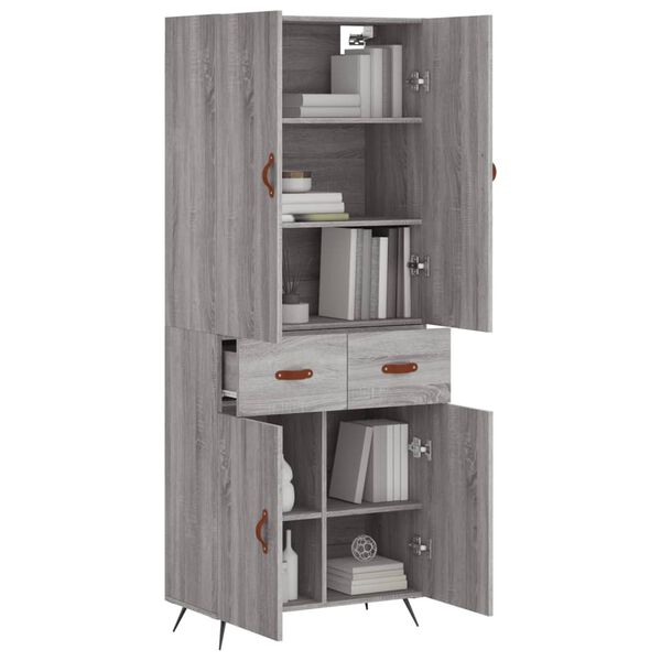 vidaXL Highboard gr&aring; sonoma 69,5x34x180 cm konstruert tre