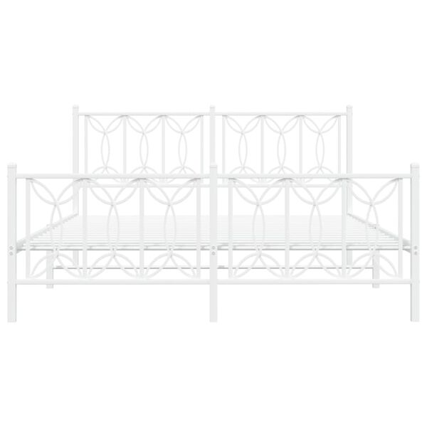 vidaXL Sengeramme i metall med hode- og fotgavl hvit 160x200 cm