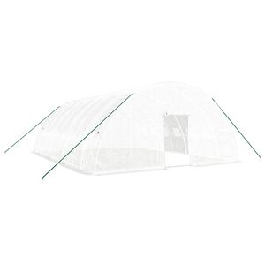 vidaXL Drivhus med st&aring;lramme hvit 48 m&sup2; 8x6x2,85 m