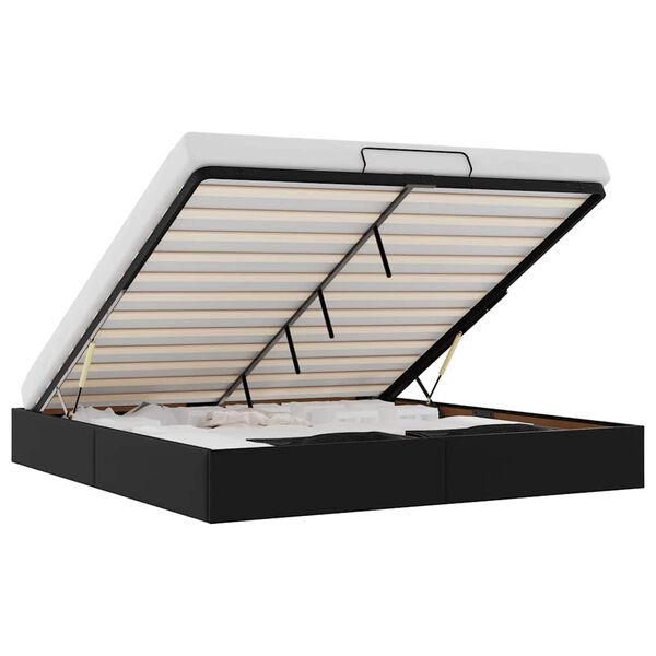 vidaXL Ottoman sengeramme uten madrass svart Super King kunstskinn