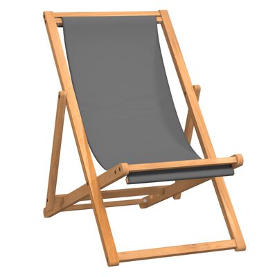 vidaXL Sammenleggbar strandstol heltre teak grå