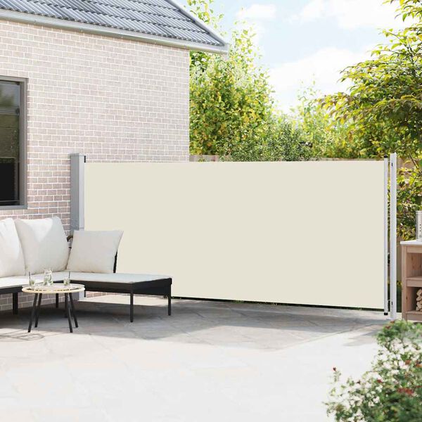 vidaXL Uttrekkbar sidemarkise 600x160 cm kremhvit