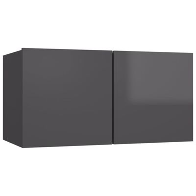 vidaXL Hengende TV-benker 3 stk høyglans grå 60x30x30 cm