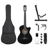 vidaXL Western klassisk gitarsett 12 deler med 6 strenger svart 38"
