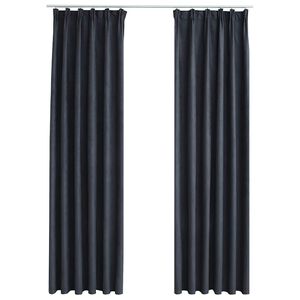 vidaXL Lystette gardiner med kroker 2 stk antrasitt 140x175 cm